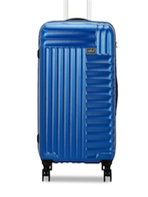 Buy Safari Blue Textured Hard Sided Large Trolley Suitcase - Trolley ...