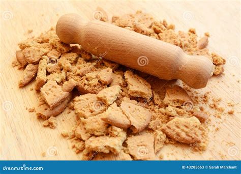 Crushing Digestive Biscuits With A Rolling Pin Stock Photo Image