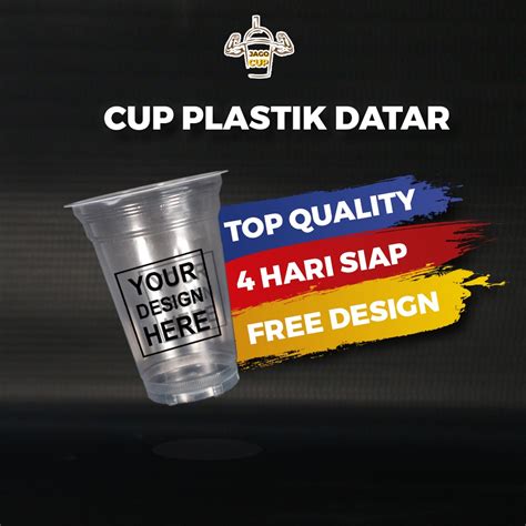 Jual Sablon Cup Gelas Plastik Datar 22 Oz Murah Proses Express Free