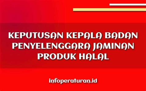 Keputusan Kepala Badan Penyelenggara Jaminan Produk Halal Nomor 50