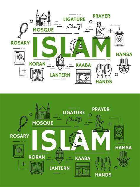 Islam religion icons and symbols 16167907 Vector Art at Vecteezy