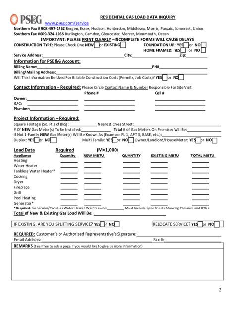 PSEG Residential Gas Load Data Inquiry Fill And Sign Printable