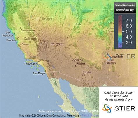 Solar Insolation Map - Pacific U.S.