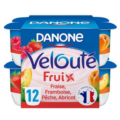 Yaourt Aux Fruits Brassé Fraise Framboise Pêche Abricot Danone Veloute