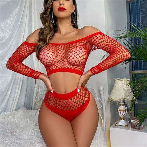 Buy Pieces Women Sexy Fishnet Lingerie Set Erotic Babydoll Bodysuit