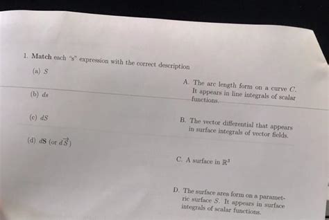 Solved 1 Match Each Expression With The Correct