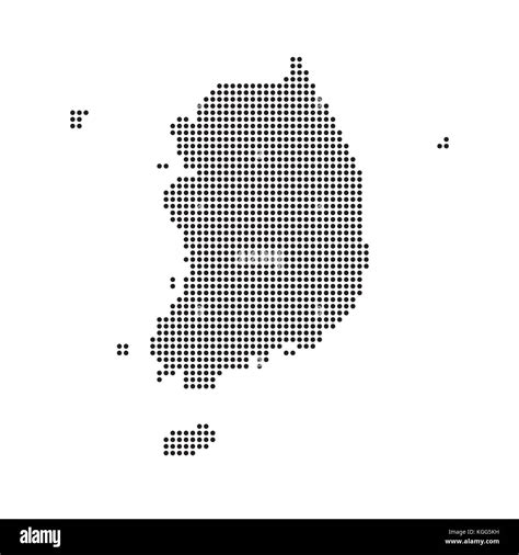 South Korea Country Map Made From Abstract Halftone Dot Pattern Stock