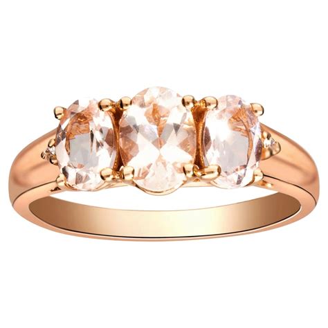 Carat Oval Cut Morganite And Diamond K Rose Gold Wedding Ring