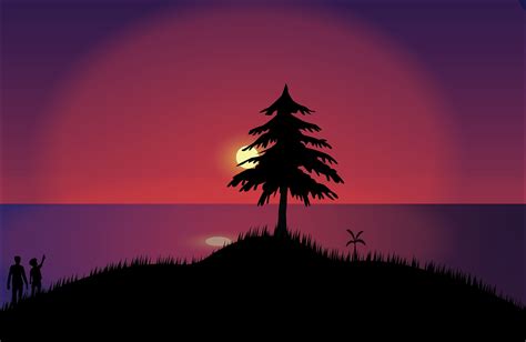 landscape sunset Illustration on Behance