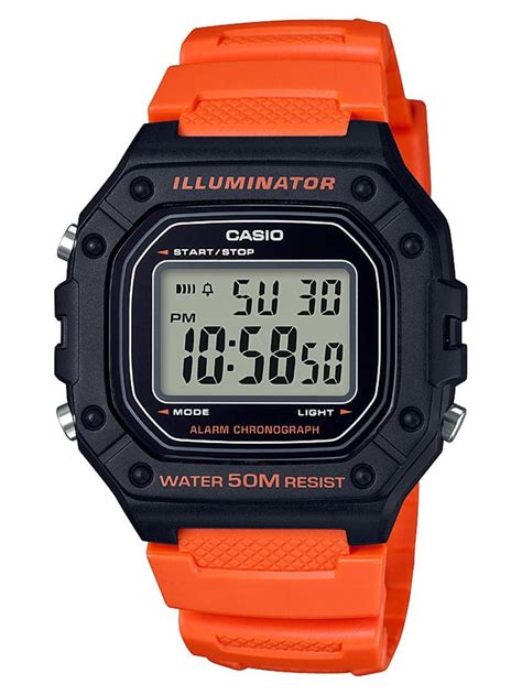 Casio Mens Large Case Digital Sport Watch Orangeblack W218h 4b2