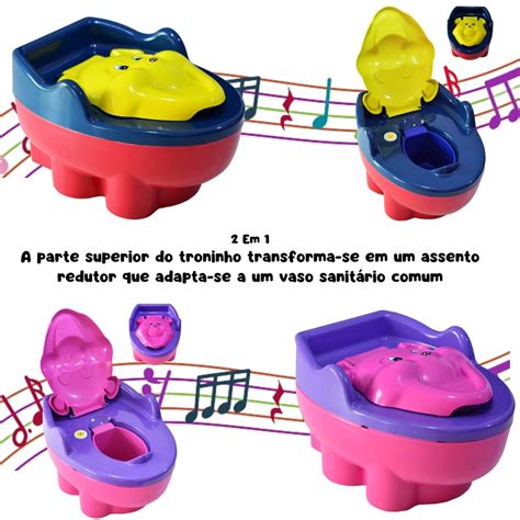 Troninho Infantil Musical E Assento Redutor Peniquinho Penico 2 Em