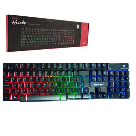 Teclado Gamer Semi Mec Nico Evolut Hawke Rgb Abnt Eg Rb