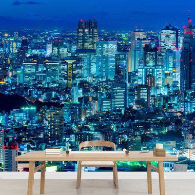 IDEA4WALL Tokyo Skyline Shinjuku Japan Self-Adhesive Large Wallpaper ...