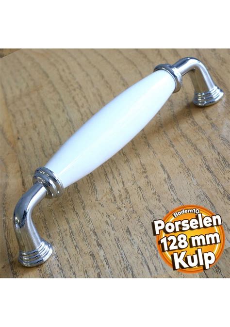 Gül Gerçek Porselen Beyaz 128 Mm Kulplar Mobilya Mutfak Dolabı Çekmece