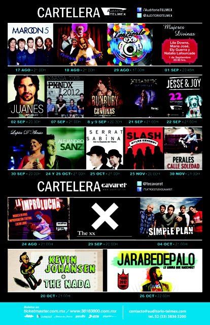 La Cartelera De El Auditorio Telmex Y Teatro Estudio Cavaret Junkey