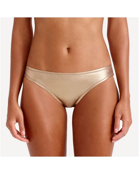 J Crew Metallic Gold Low Hipster Bikini Bottom Lyst