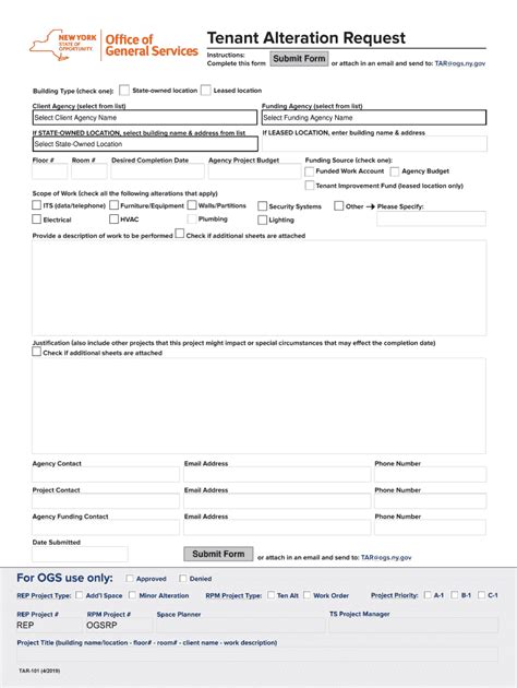 Fillable Online Ogs Ny Tenant Alteration Request Form Fill Online