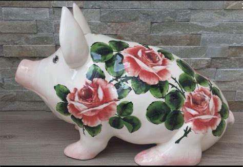 Wemyss Ware Large Cabbage Rose Pig By Griselda Hill Pottery Ltd