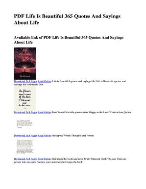 Fillable Online PDF Life Is Beautiful 365 Quotes And Sayings Fax Email