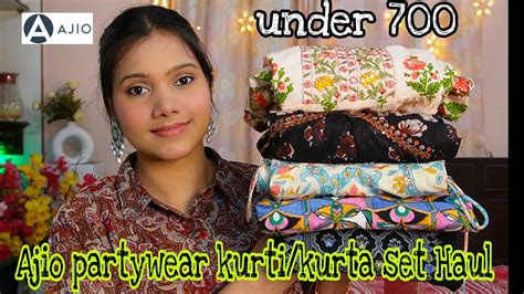 Ajio Partywear Kurti Kurta Set Haul Under 700 Gulmohar Jaipur AVAASA