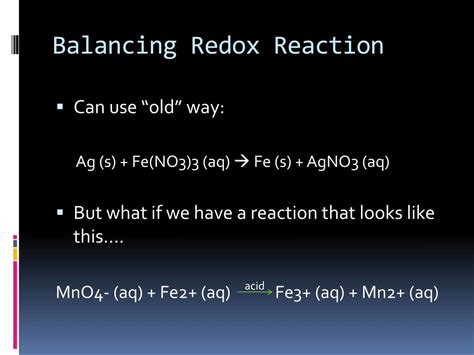 Ppt Balancing Redox Reactions Powerpoint Presentation Free Download Id2560135