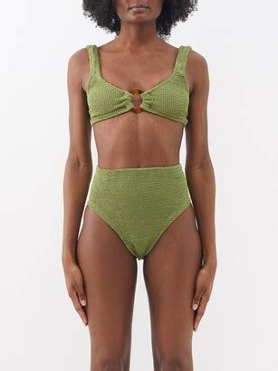 Hunza G Nadine High Rise Crinkle Knit Bikini ShopStyle Two Piece