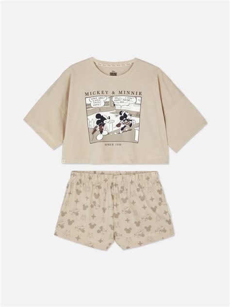 Women S Taupe Disneys Mickey Mouse Comic Shorts Pajamas Primark