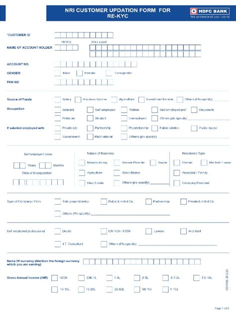 2020 2025 India Hdfc Bank Nri Customer Updation Form For Re Kyc Fill