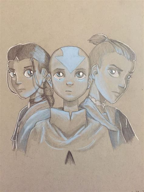 Avatar Sokka Katara Aang The Last Airbender Drawings Drawing