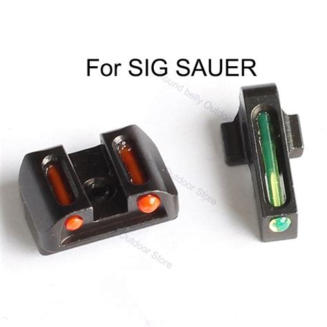 Handgun Tactical Front Rear Fiber Optic Combat Sight For Sig Sauer