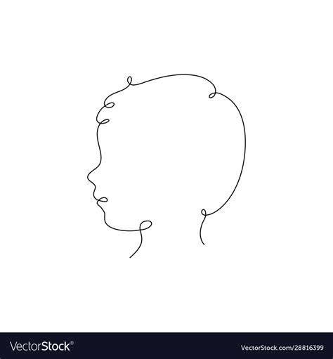 One line child head design silhouette Royalty Free Vector