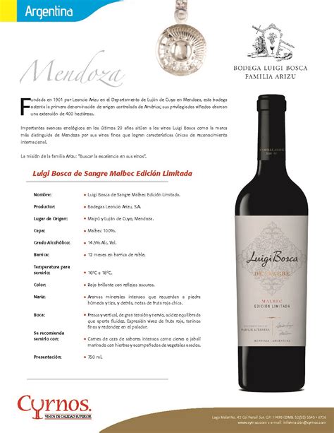 Luigi Bosca De Sangre Malbec Edición Limitada Cyrnos