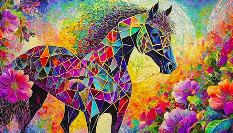 art horse color mosaic  stock photo public domain pictures