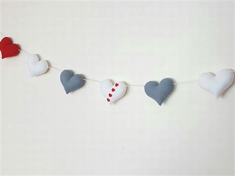 Valentines Day Felt Heart Garland For Mantel Shelves Etsy