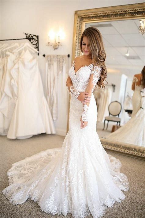 Wedding Dresses Lace Sleeves Mermaid