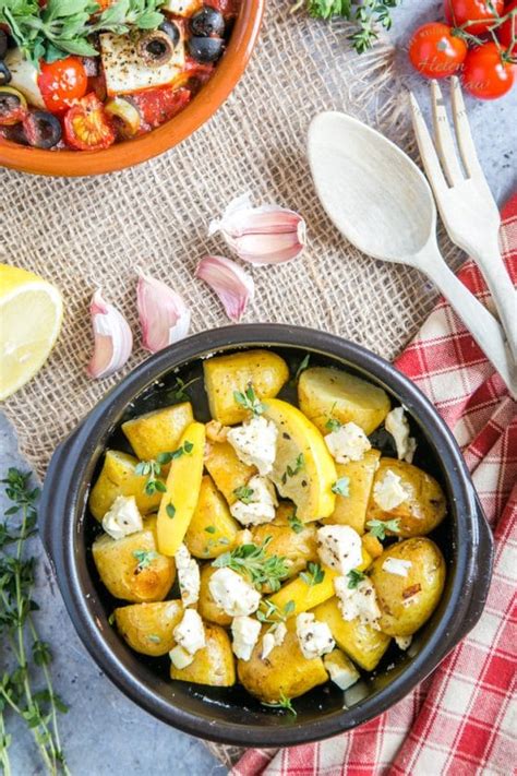 Easy Greek Lemon Potatoes With Feta And Oregano Helens Fuss Free Flavours