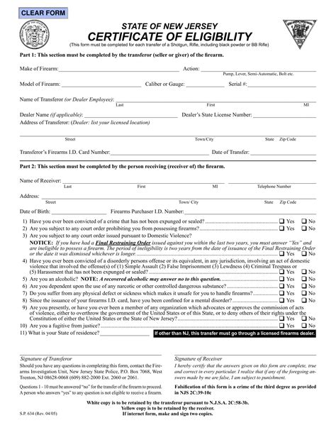 Free Transfer Forms For Gun Owners In Pdf