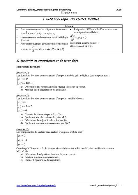 Solution Cin Matique Du Point Mobile Studypool