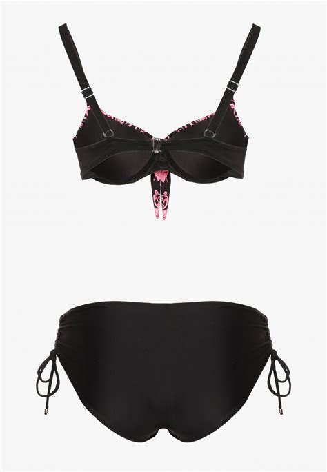 Różowe Bikini Biustonosz z Wiązaniem i Majtki Typu Figi Norettia Born be