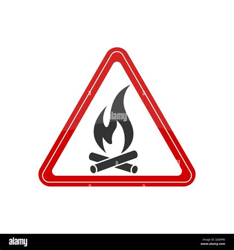 Fire. A place to build a fire. Vector picnic sign. Flat style, simple ...