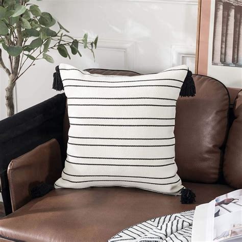 Amazon Sungea Farmhouse Black And White Striped Pillow Cover X