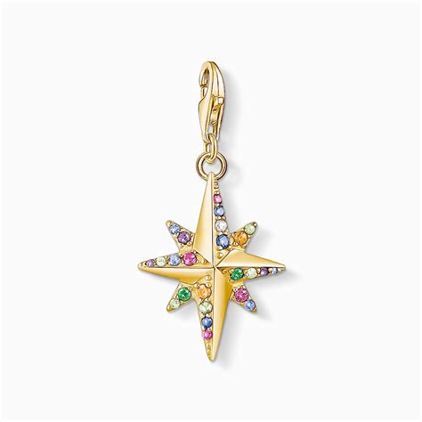 Pendentif Charm Étoile Colorée Thomas Sabo Argent 925 1000 Plaqué Or