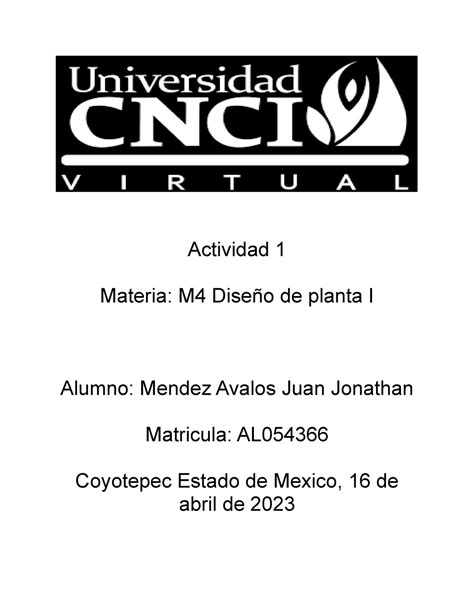 Actividad 1 Diseño De Planta Actividad 1 Materia M4 Diseño De Planta