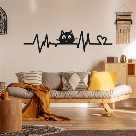 Black Cat Metal Wall Art, Black Cat Decor, Cute Cat Decor, Cat With ...