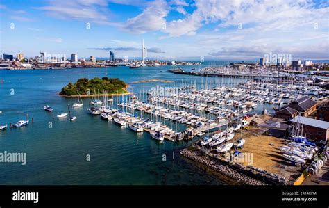 Aerial View Of The Marina Of Gosport Behind Burrow Island In Portsmouth