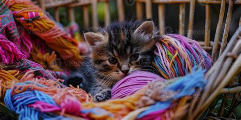 Yarn Playing Kittens 46767015 Stock Photo at Vecteezy