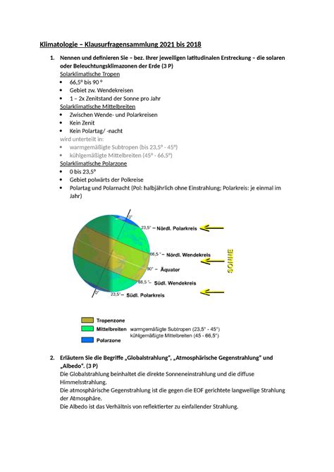 Beantwortete Klausurfragen Klimatologie Klimatologie