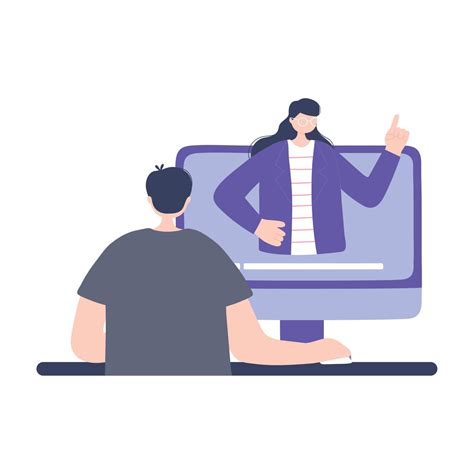 online training, teacher explain a student in computer video, education