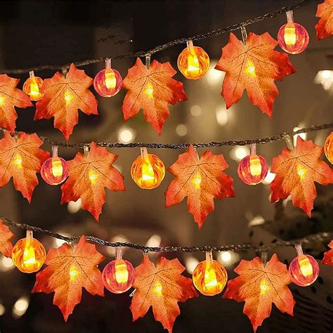 Feuilles D Rable Guirlandes Lumineuses Piles Guirlande De Feuilles