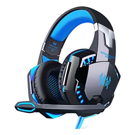 Fone De Ouvido Over Ear Gamer Kotion G2000 Preto E Azul Com Luz Led